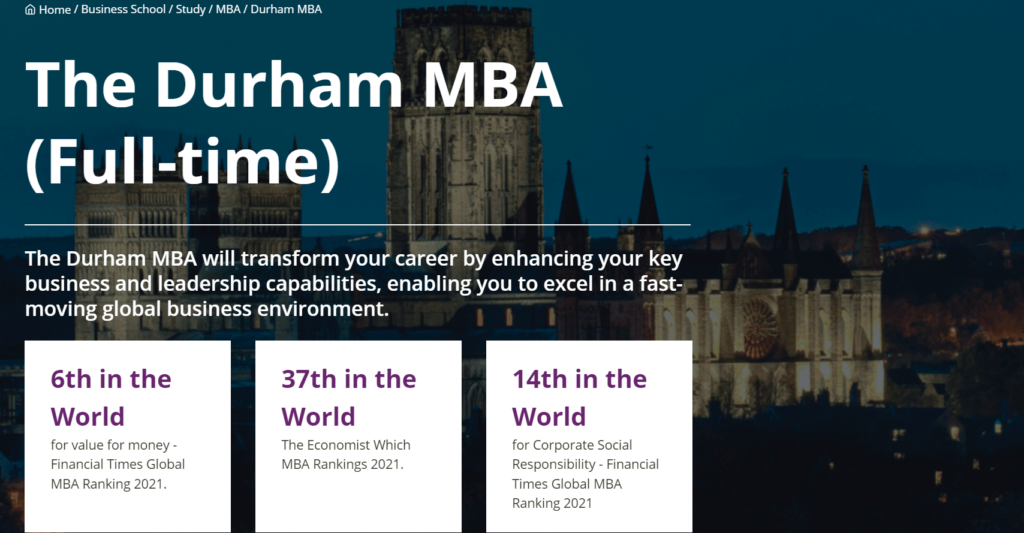 Durham University Business School MBA program
