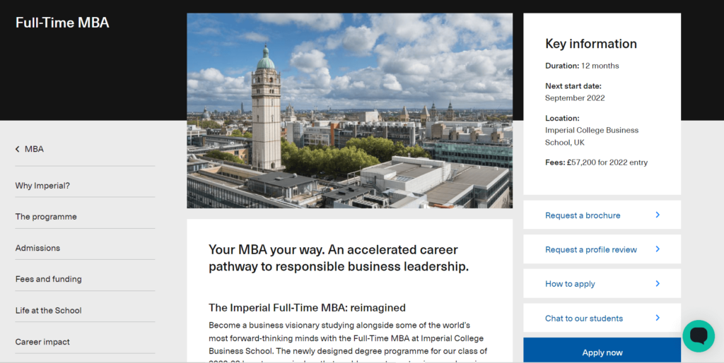 Imperial College Business School MBA program