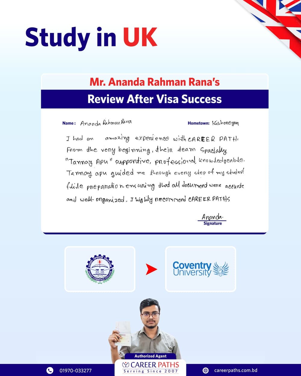 Ananda Rahman Written Review After Getting UK Student Visa