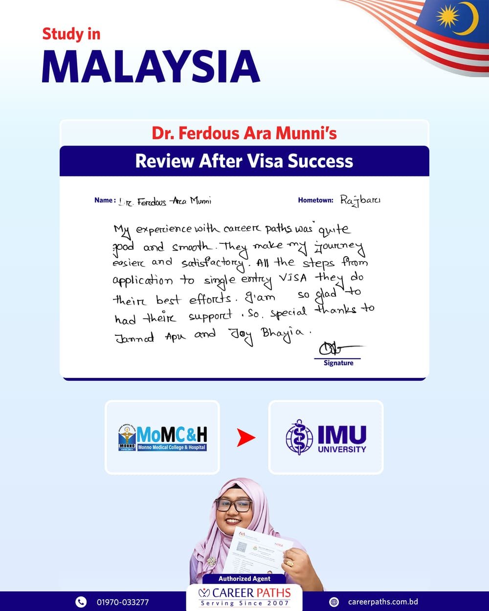 Ferdous Ara Munni Written Review After Getting Malaysia Student Visa