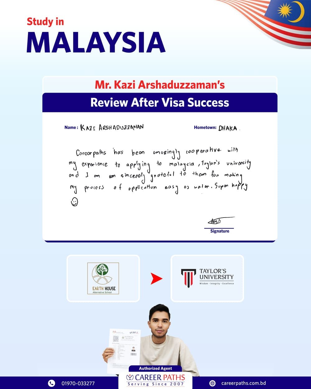 Kazi Arshaduzzaman Written Review After Getting Malaysia Student Visa