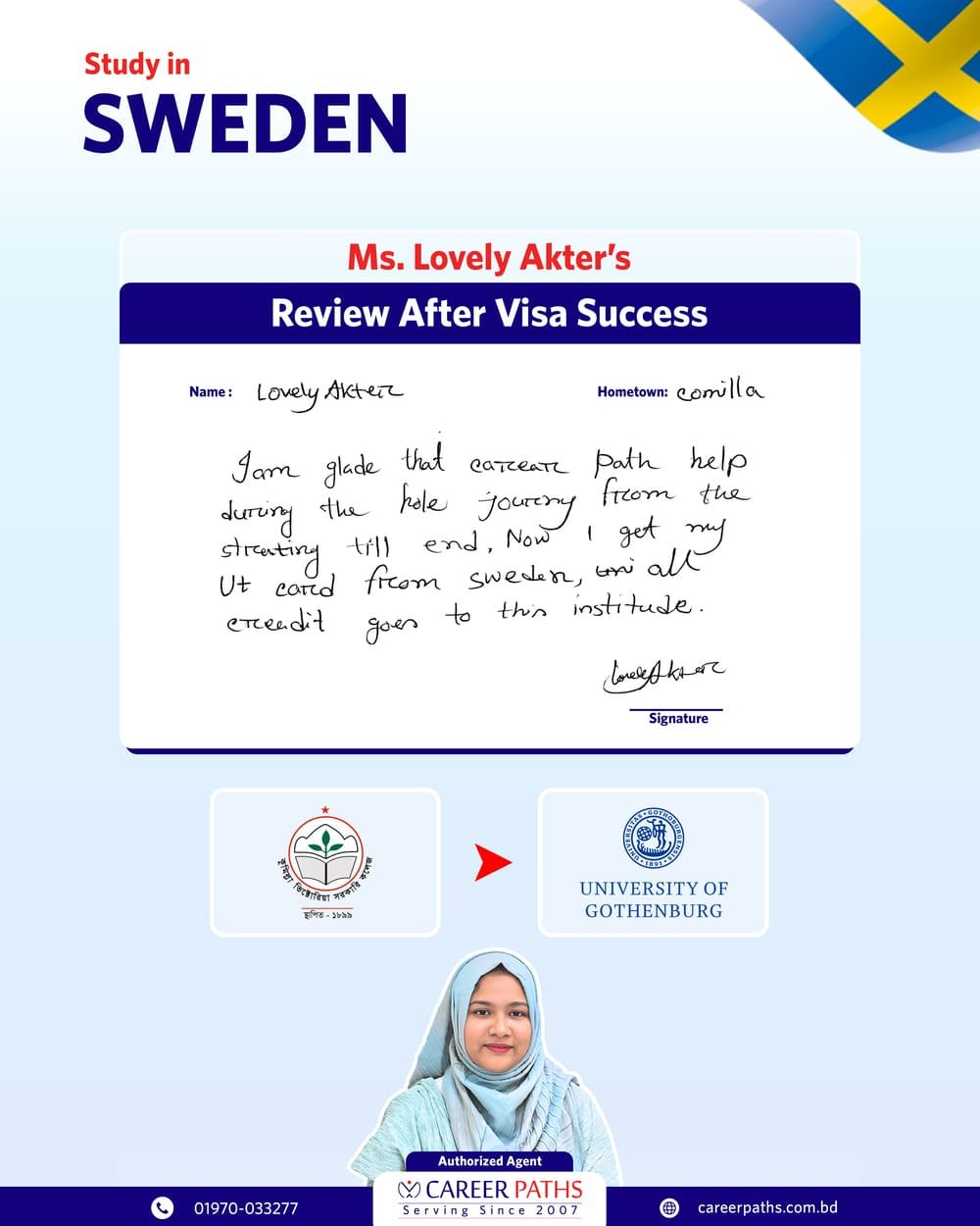 Lovely Akter Written Review After Getting Sweden Student Visa