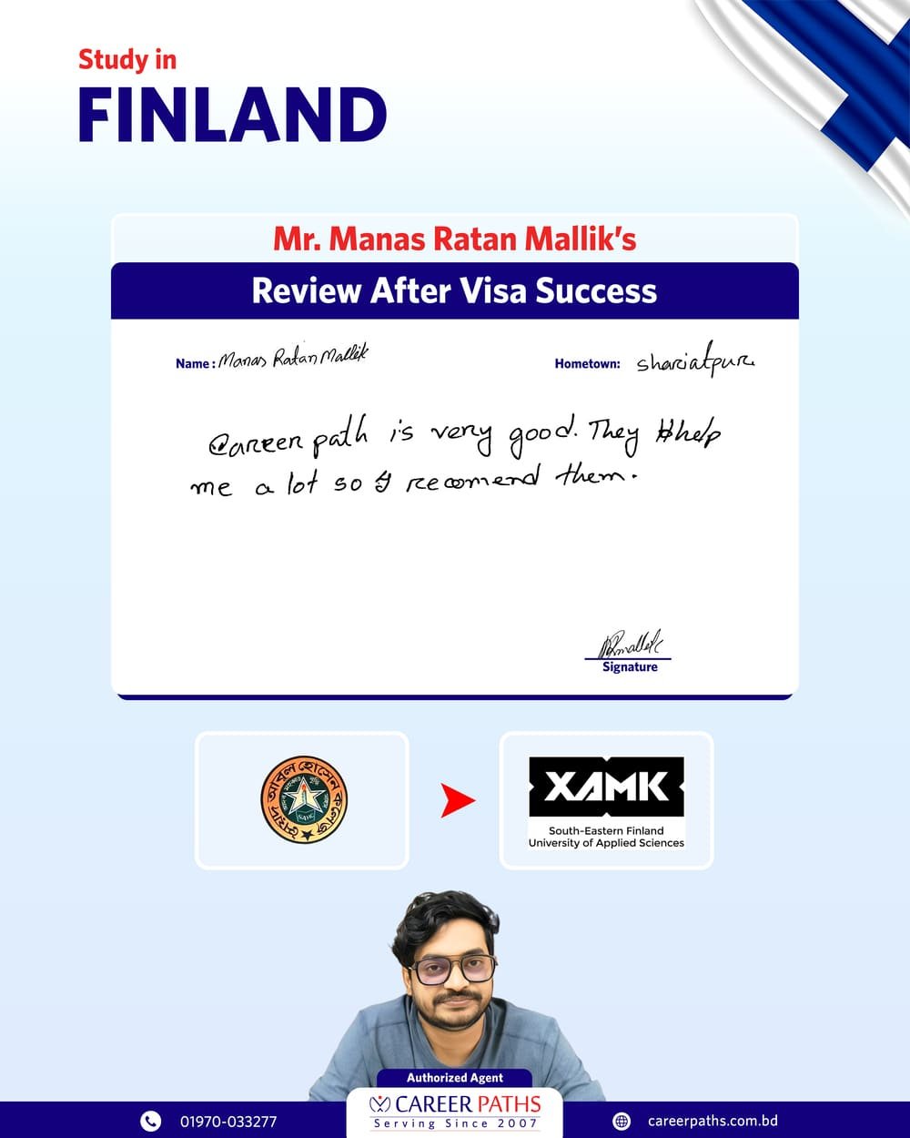 Manas Ratan Mallik Written Review After Getting Finland Student Visa