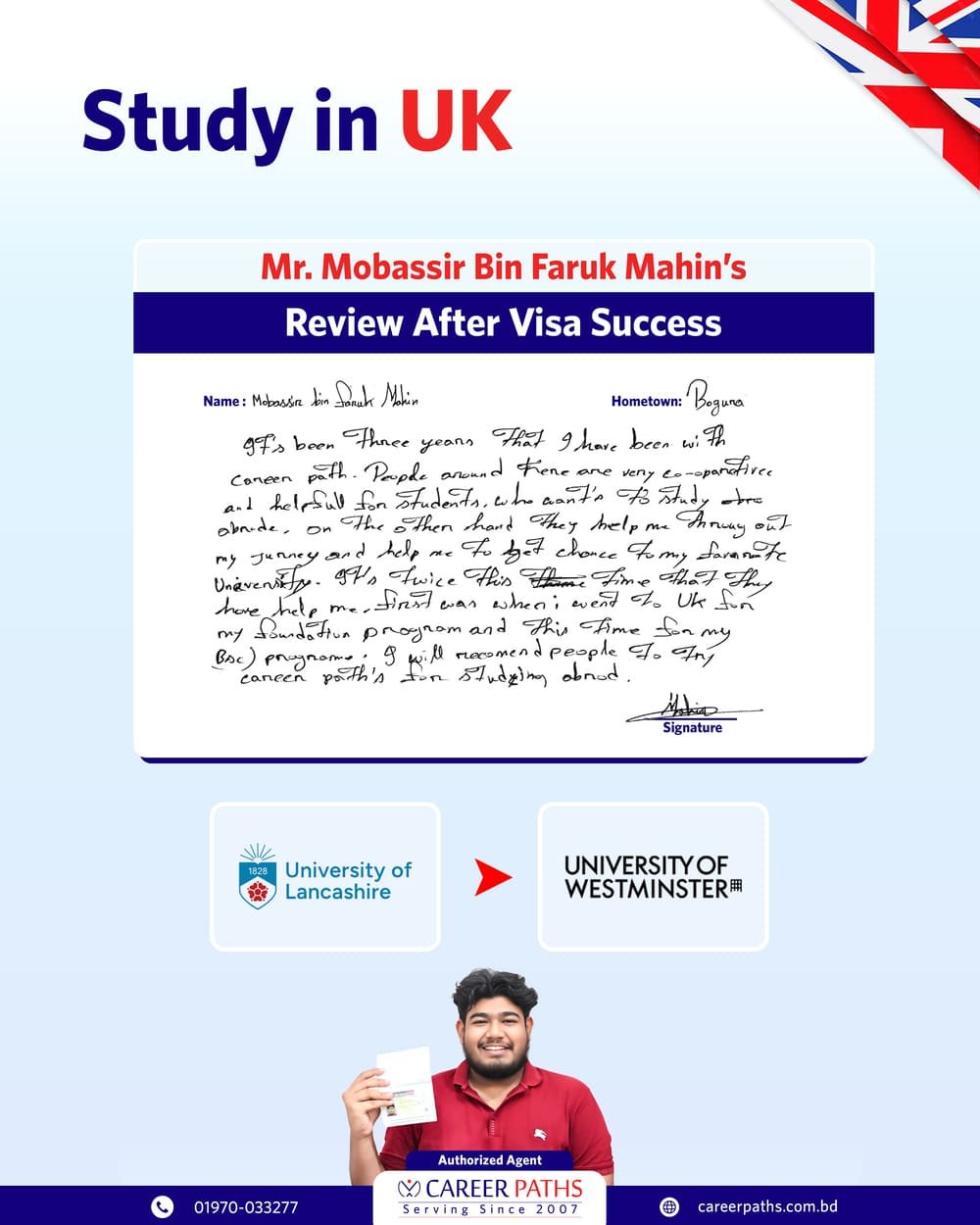 Mobassir Bin Faruk Mahin Written Review After Getting UK Student Visa