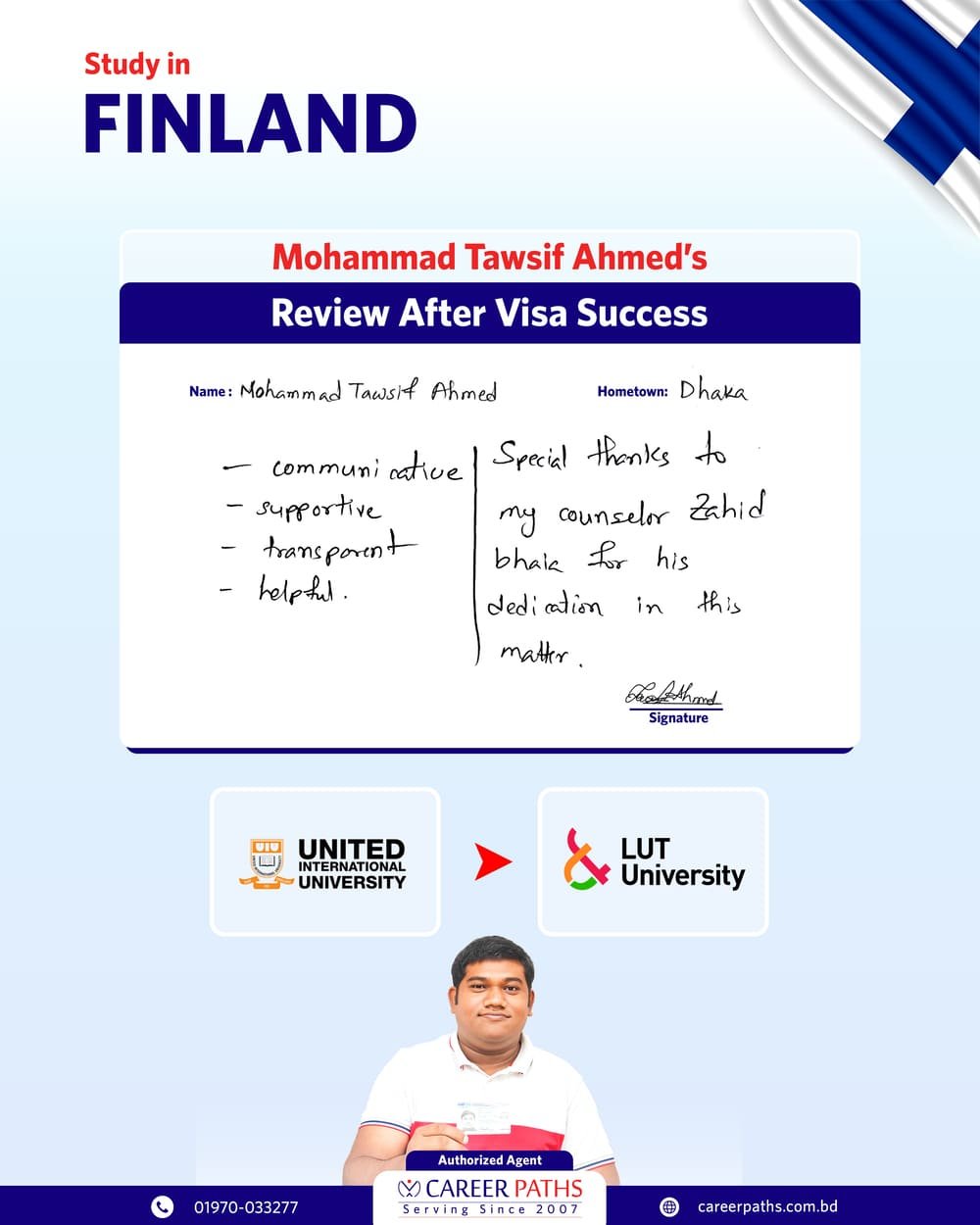 Mohammad Tawsif Ahmed Written Review After Getting Finland Student Visa