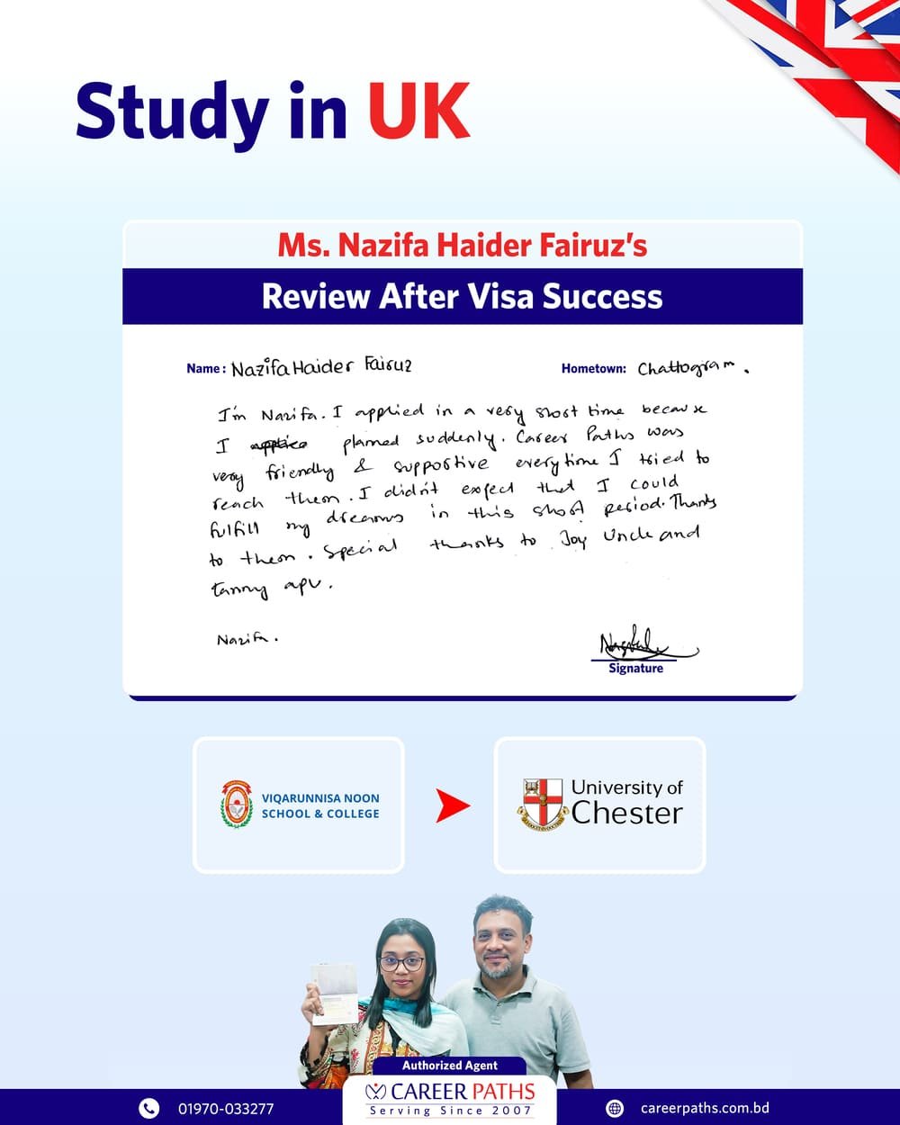 Nazifa Haider Fairuz Written Review After Getting UK Student Visa