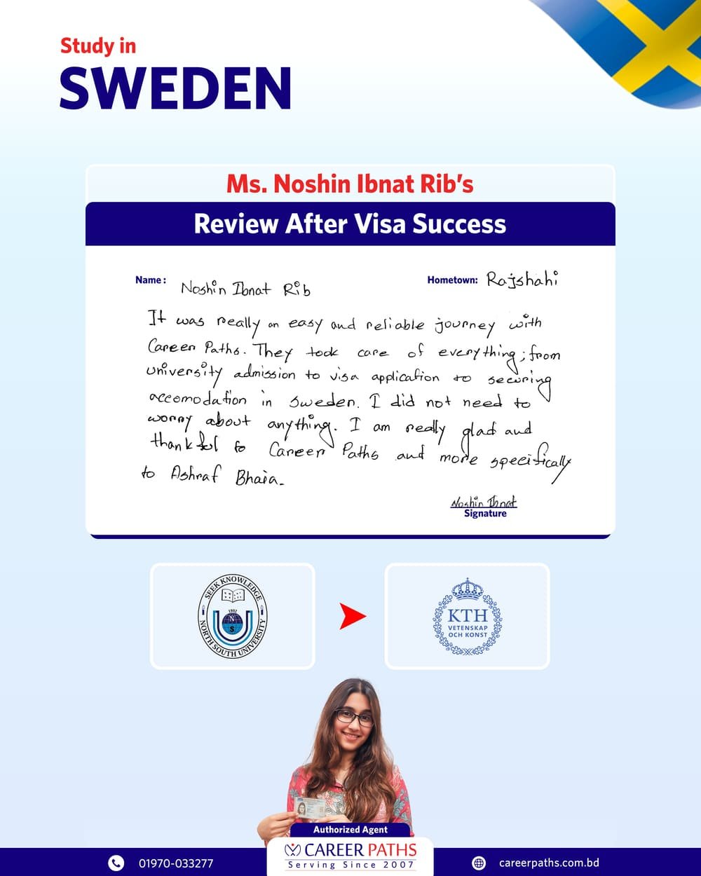 Noshin Ibnat Rib Written Review After Getting Sweden Student Visa