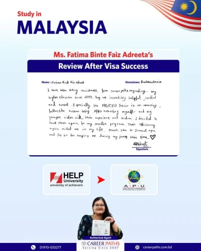 Written Review of Fatima Binte Faiz Adreeta - Sweden VISA success from Bangladesh - Career Paths